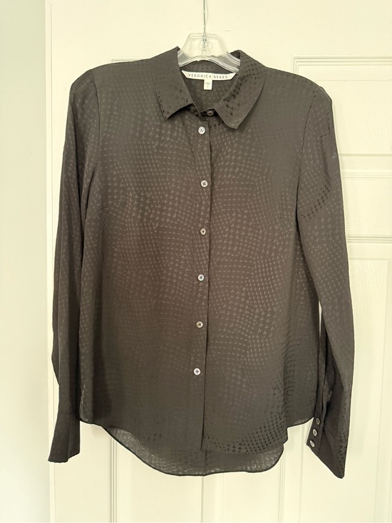 Veronica Beard Tops - Veronica Beard Black Subtle Houndstooth Silk Button-Up Shirt